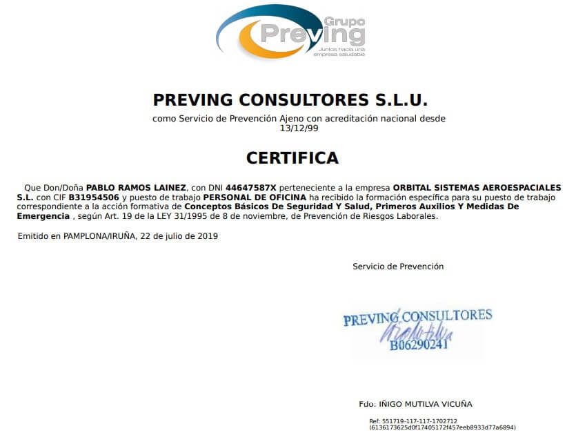 Security, health, first aids and emergency procedures